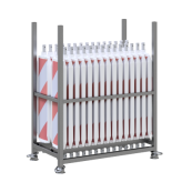 SET | with 30 traffic panels | on storage and transport pallet | with film RA2/B, red/white | on both sides hatched | BASt turn traffic panel